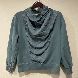 Zara Draped Cowl Neck Sweatshirt Size Small Women’s Blue Gray Long Sleeve EUC